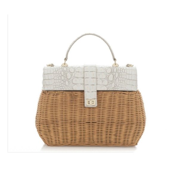 Brahmin Handbags - (Sold) BRAHMIN Tracy Satchel Pearl Herring Wicker